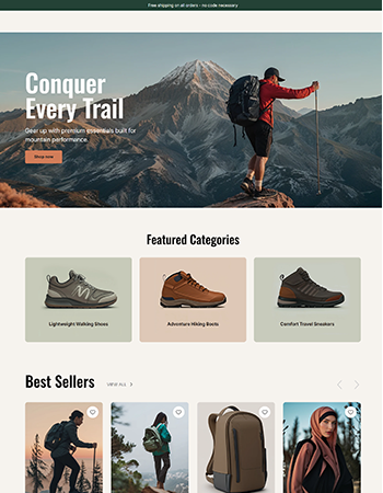 户外及旅行相关的装备，包括轻便徒步鞋、探险登山靴、舒适旅行运动鞋等各类户外鞋款