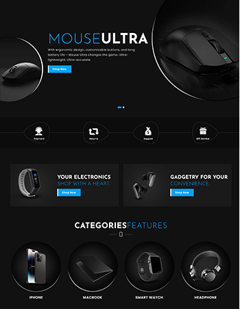 电子数码产品，如鼠标、智能手机、笔记本电脑、智能手表、耳机等。