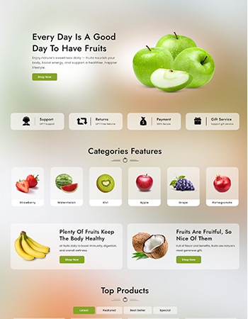 各类新鲜水果，如草莓、西瓜、猕猴桃、苹果、葡萄、石榴、香蕉、椰子等。