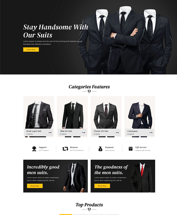 男士西装等服饰售卖