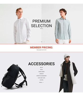 男士服饰及配饰售卖